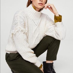 mango fringed cable sweater